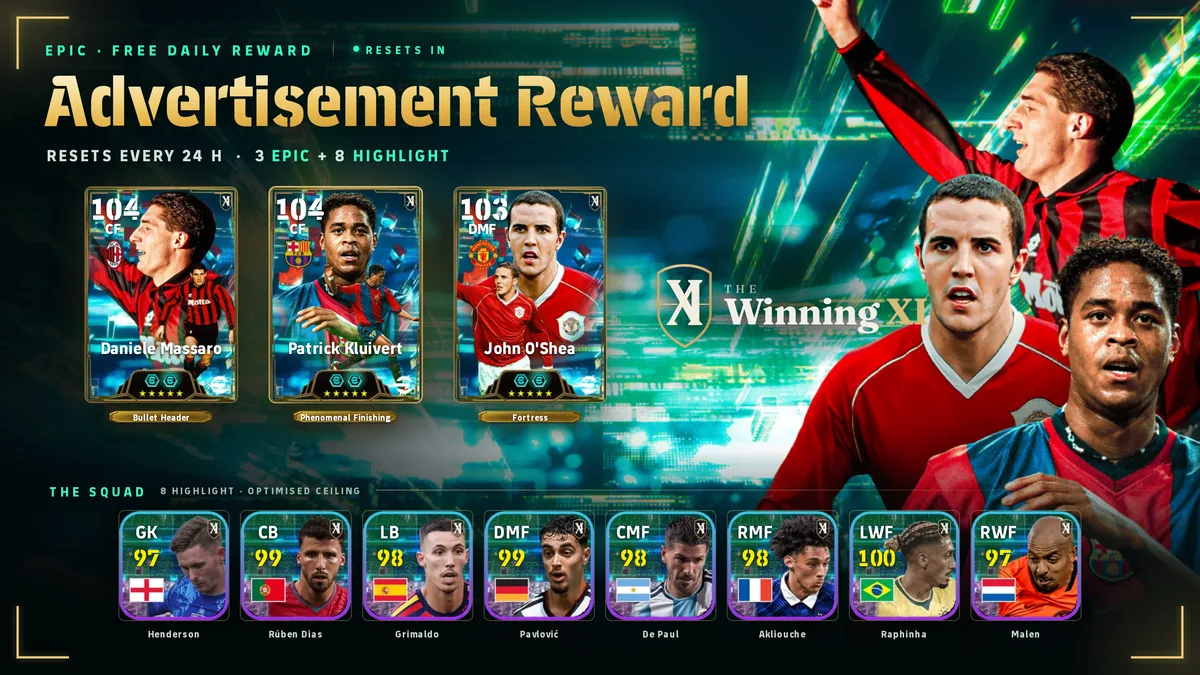 La schermata del sorteggio Advertisement Reward 2027 in eFootball