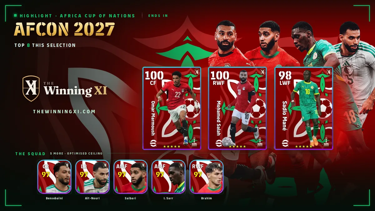 The AFCON 2027 draw screen in eFootball
