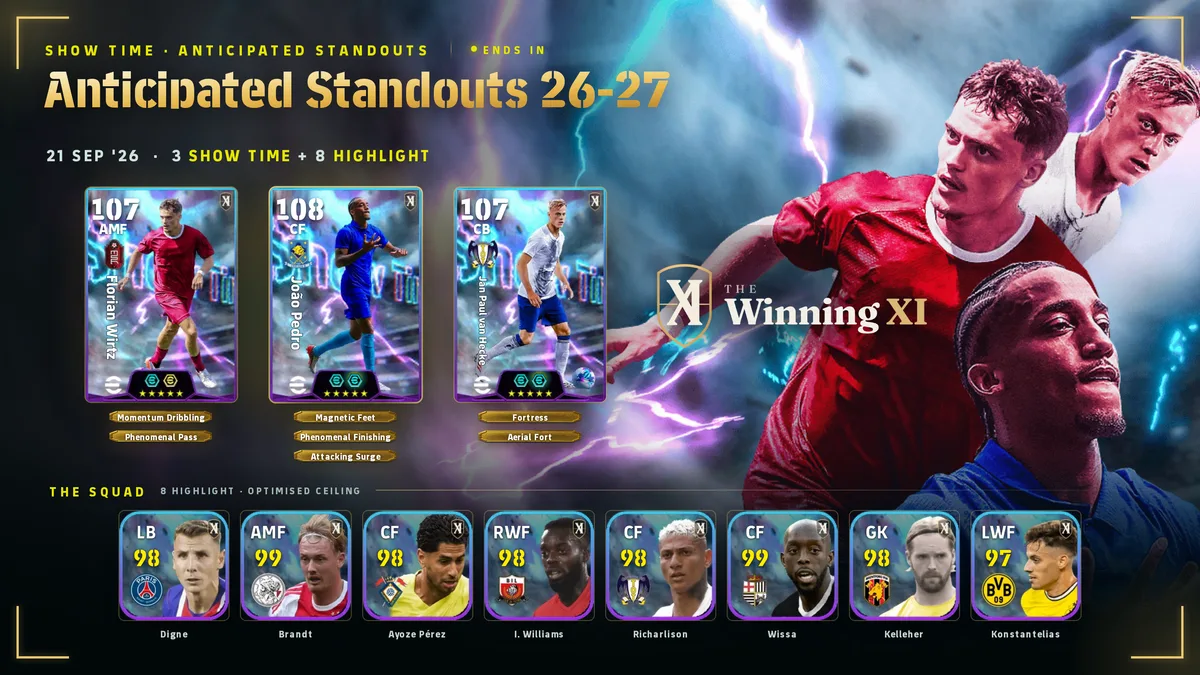 La schermata del sorteggio Anticipated Standouts 26-27 in eFootball