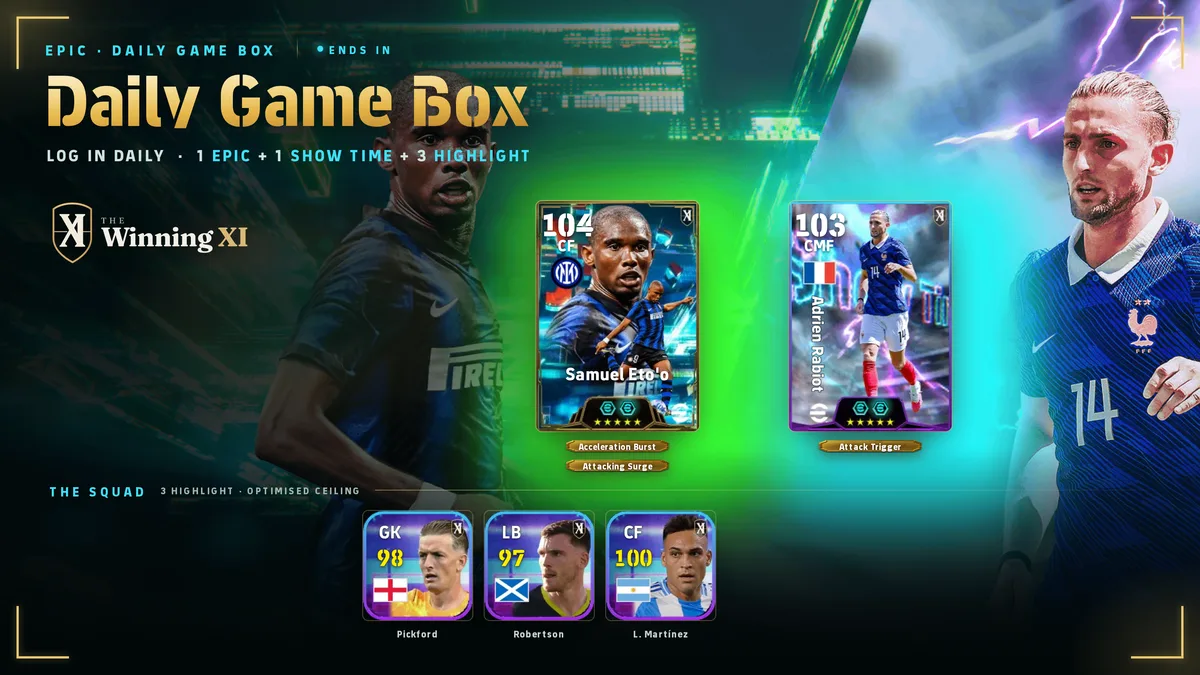 La schermata del sorteggio Daily Game Box in eFootball