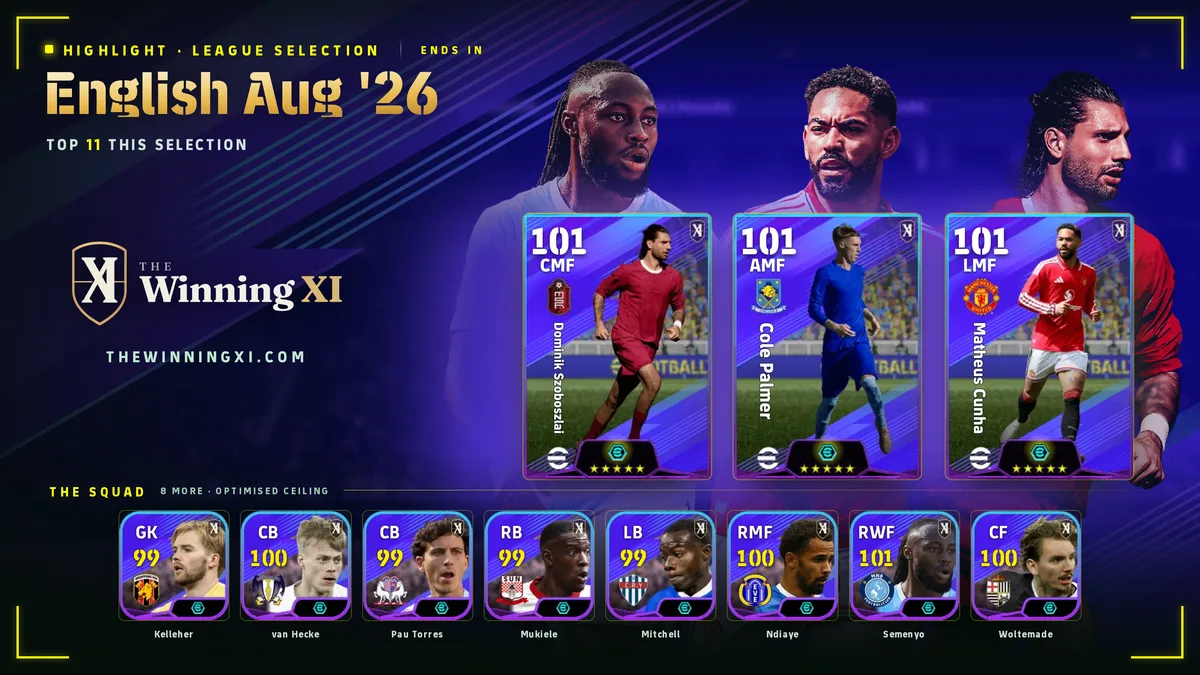 La schermata del sorteggio English Aug '26 in eFootball
