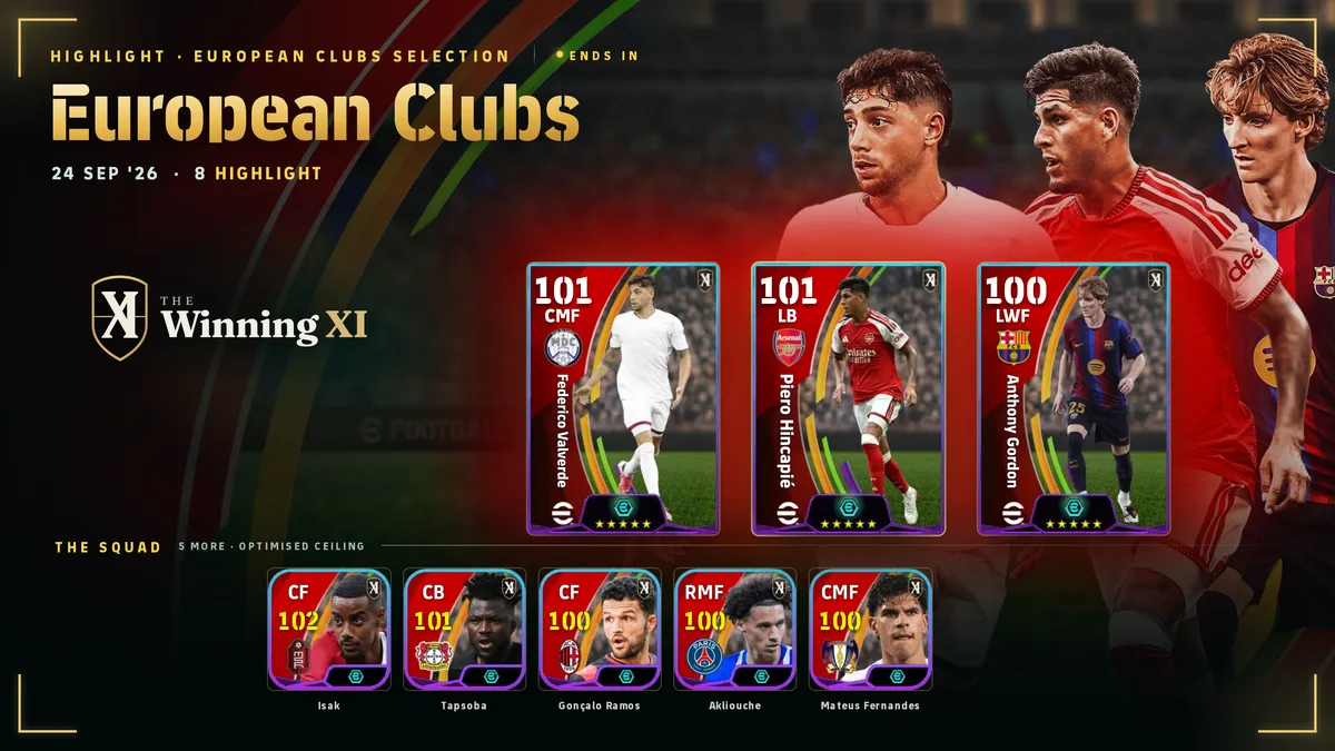 La schermata del sorteggio European Clubs Selection in eFootball