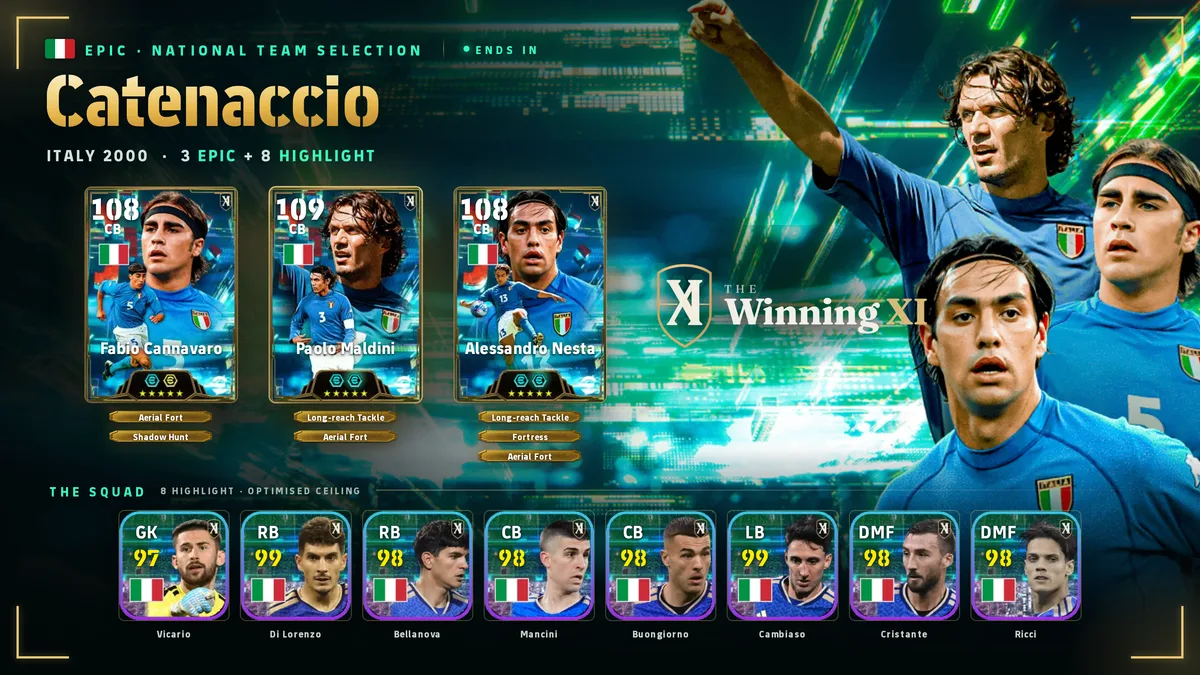 The Catenaccio draw screen in eFootball