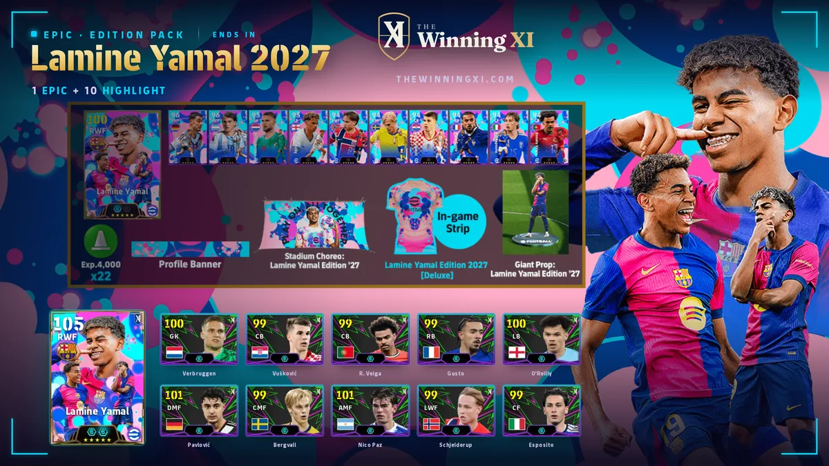 La schermata del sorteggio Lamine Yamal 2027 in eFootball