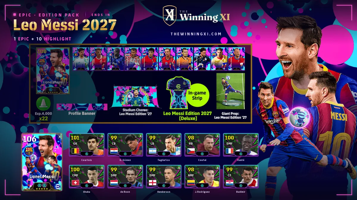 La schermata del sorteggio Leo Messi 2027 in eFootball