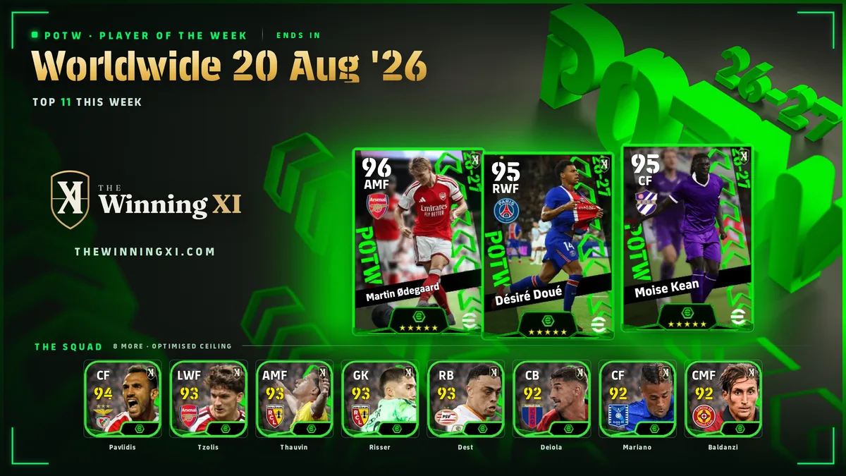The Worldwide 20 Aug '26 draw screen in eFootball