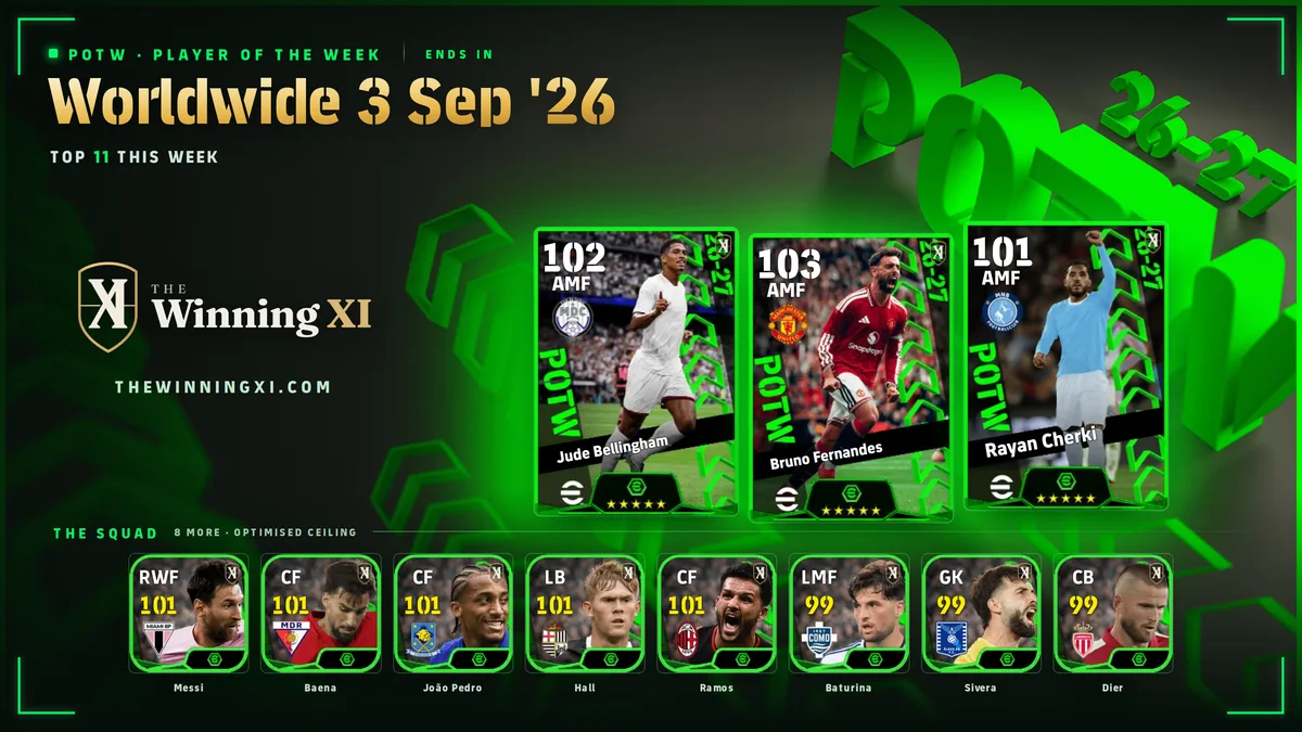 The POTW Worldwide 3 Sep draw screen in eFootball
