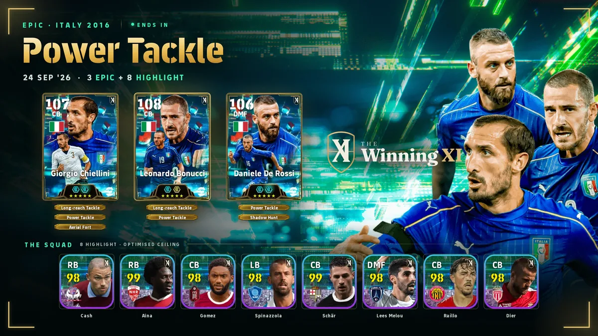 La schermata del sorteggio Power Tackle in eFootball