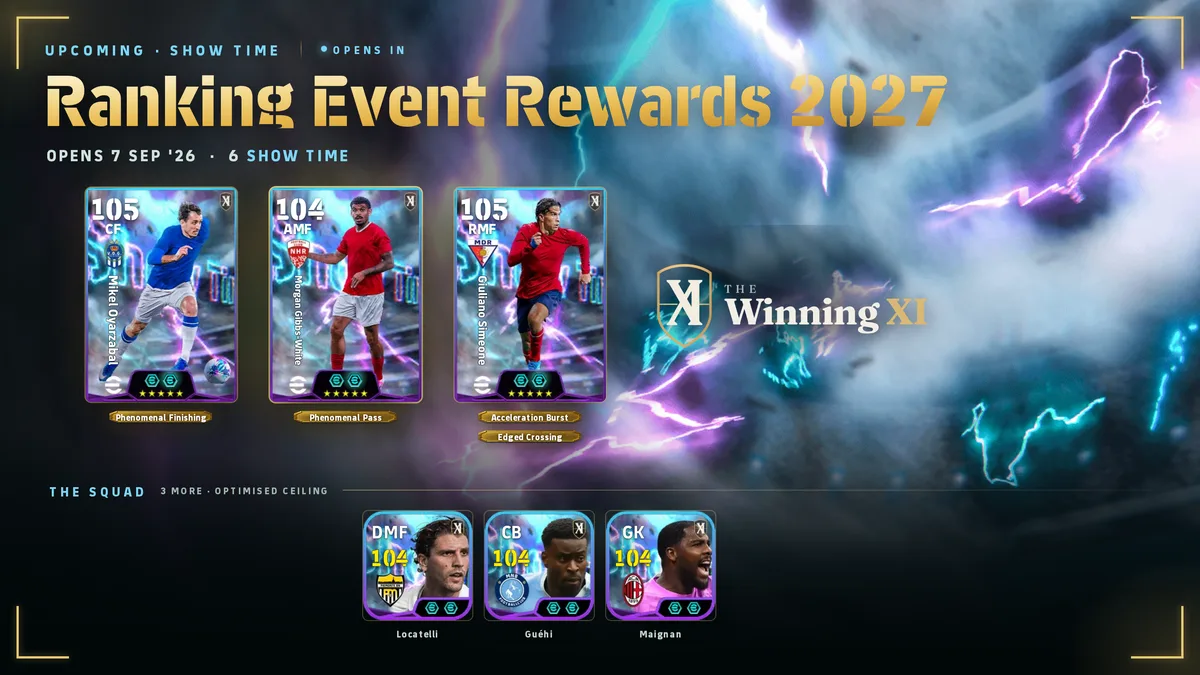 The Ranking Event Rewards 2027 draw screen in eFootball