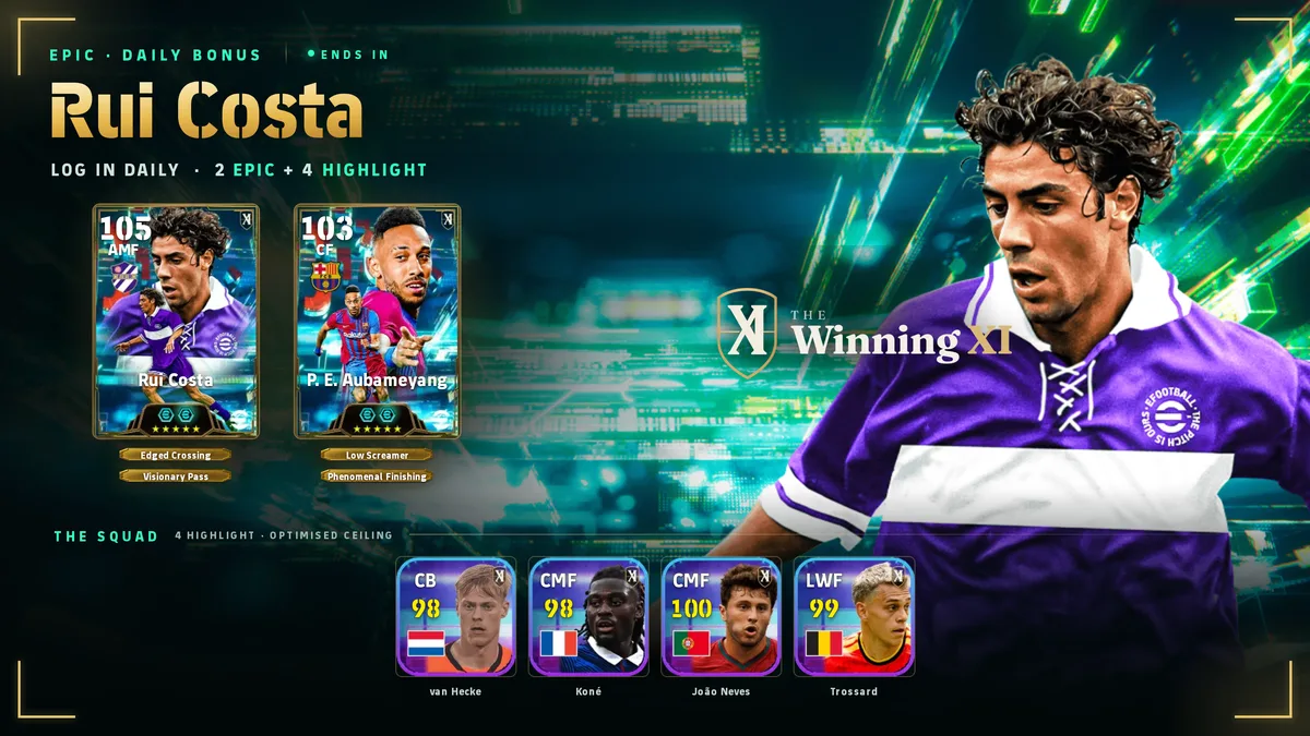 La schermata del sorteggio Rui Costa in eFootball