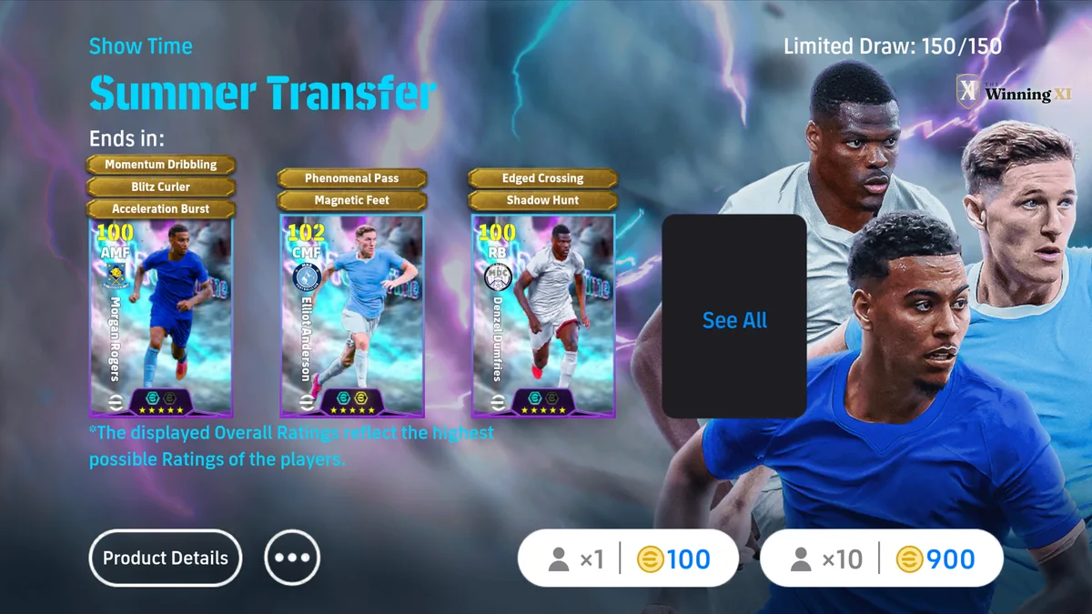 The Summer Transfer draw screen in eFootball