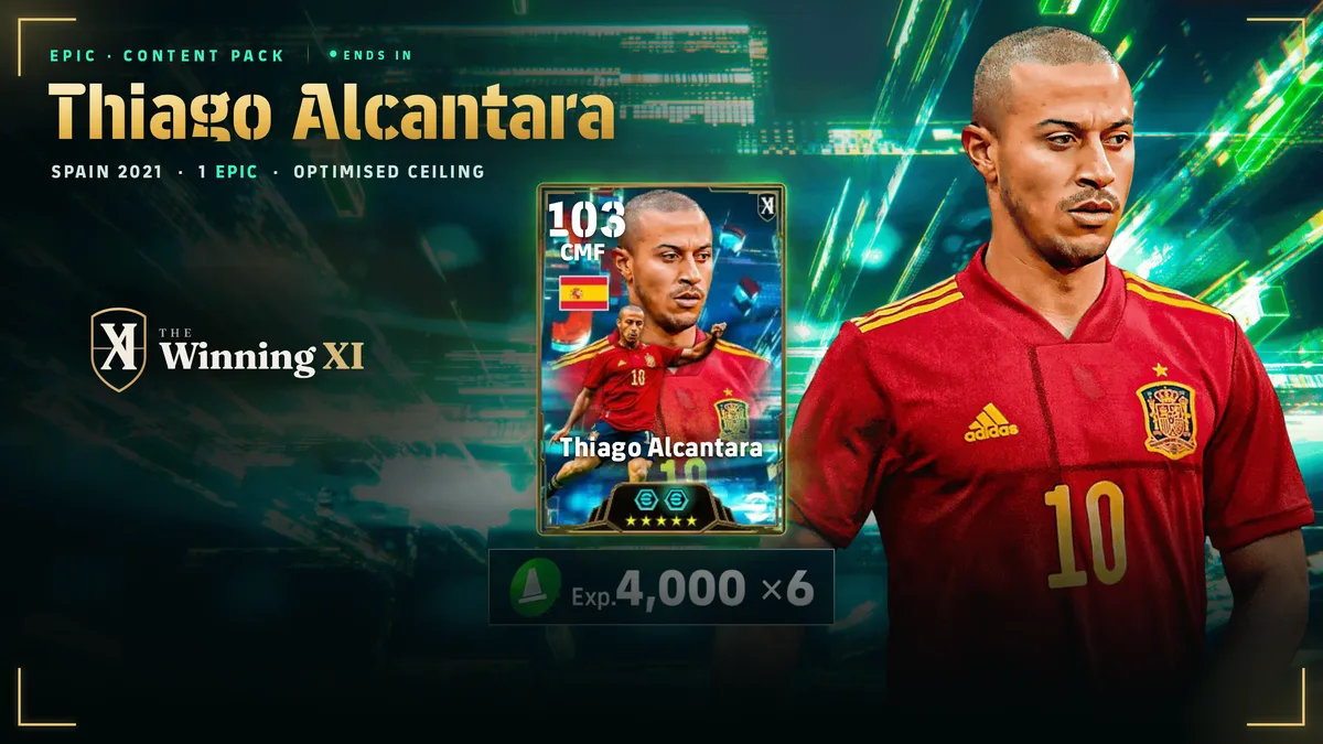 La schermata del sorteggio Thiago Alcantara in eFootball